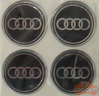 Наклейка на колпаки (силикон) "Audi" (d-55mm)